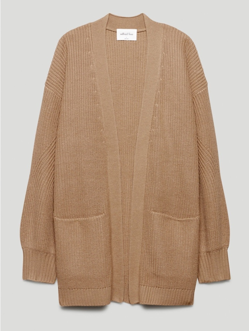 Aritzia Wilfred Size 1X Free Unwind 100% Merino Wool Oversized Cardigan - Camel